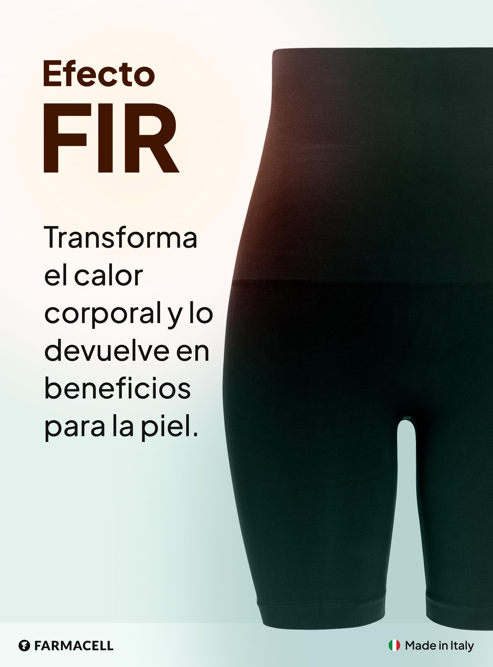 Farmacell Faja Pantalón Mujer con Efecto FIR Anticelulitis y Cintura Alta Doblable, Made in Italy, 603Y