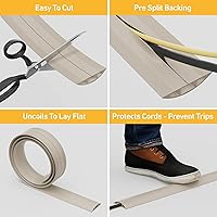 Vista 2 de D-Line – Funda para cable de piso de 6 pies, protector de cable, oculta cables de extensión, protege cables, evita riesgos de caídas, ocultador