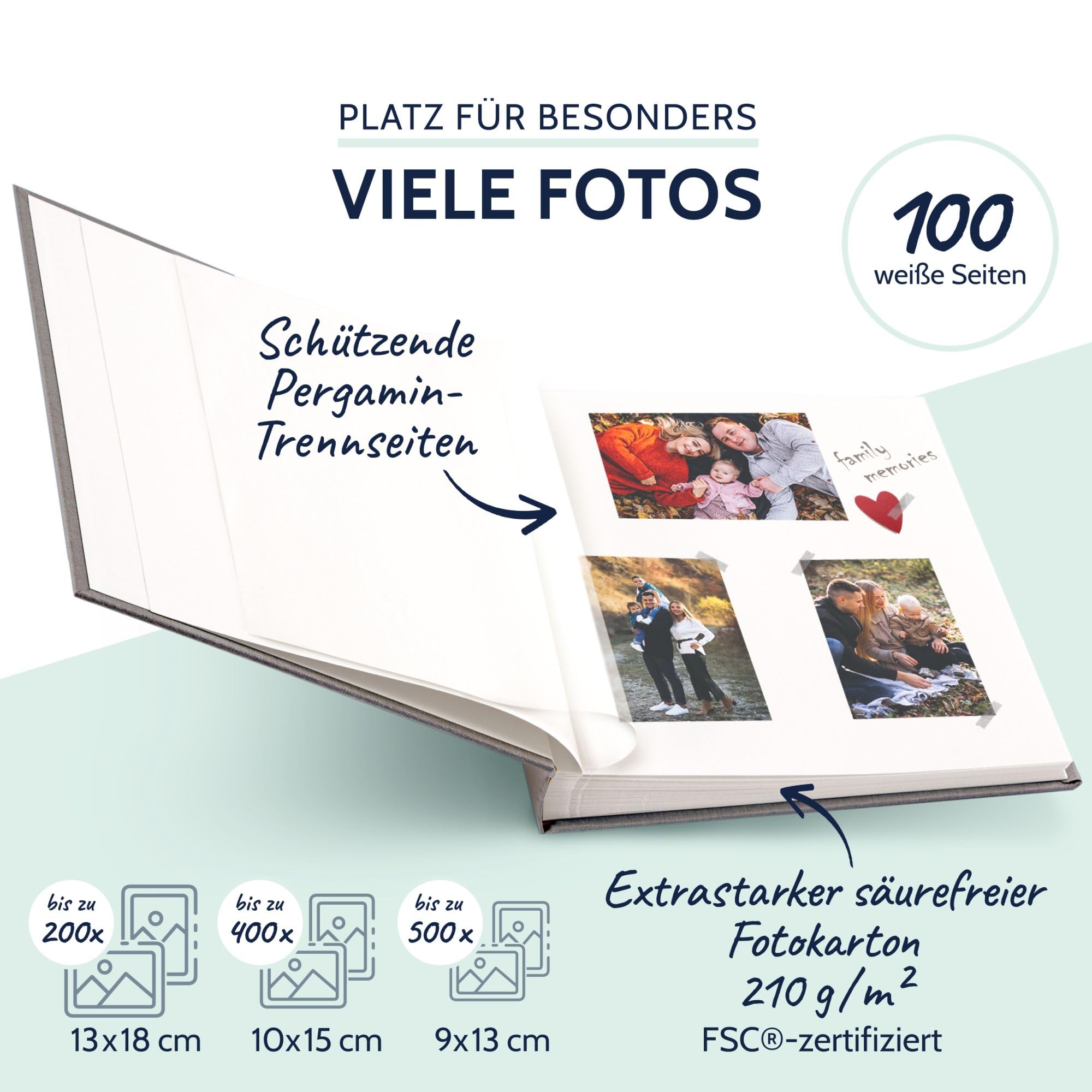 Goldbuch 31606 - Album fotografico Summertime Trend 2, 100 pagine bianche con divisori in pergamena, con copertina in lino, fino a 600 foto, carta di alta qualità, colore: grigio, 30 x 31 cm