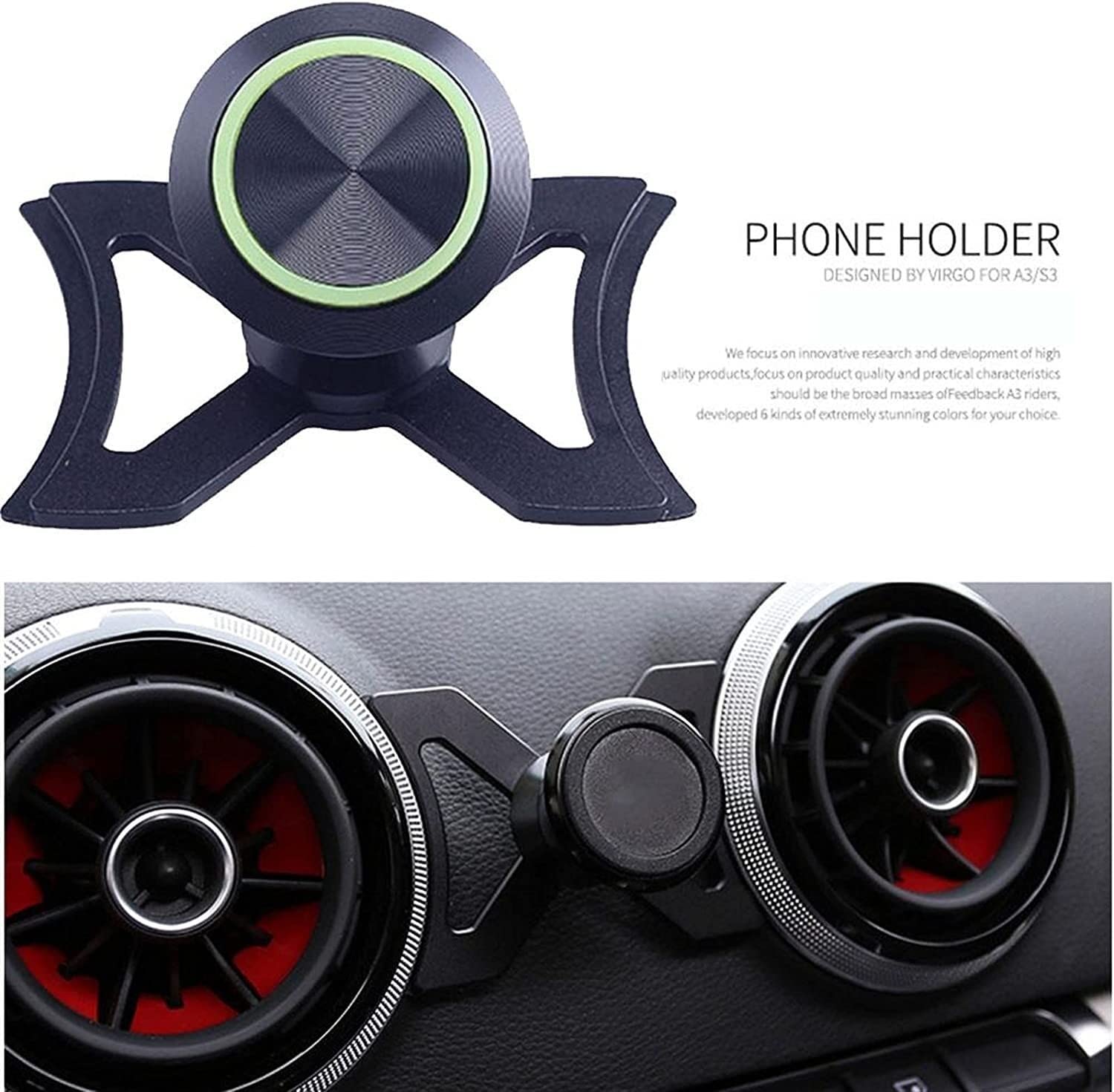 Supporto Telefono Supporto per Telefono per Presa d'Aria per Auto Magnetico per Cellulare Girevole a 360 Gradi per Auto(B)
