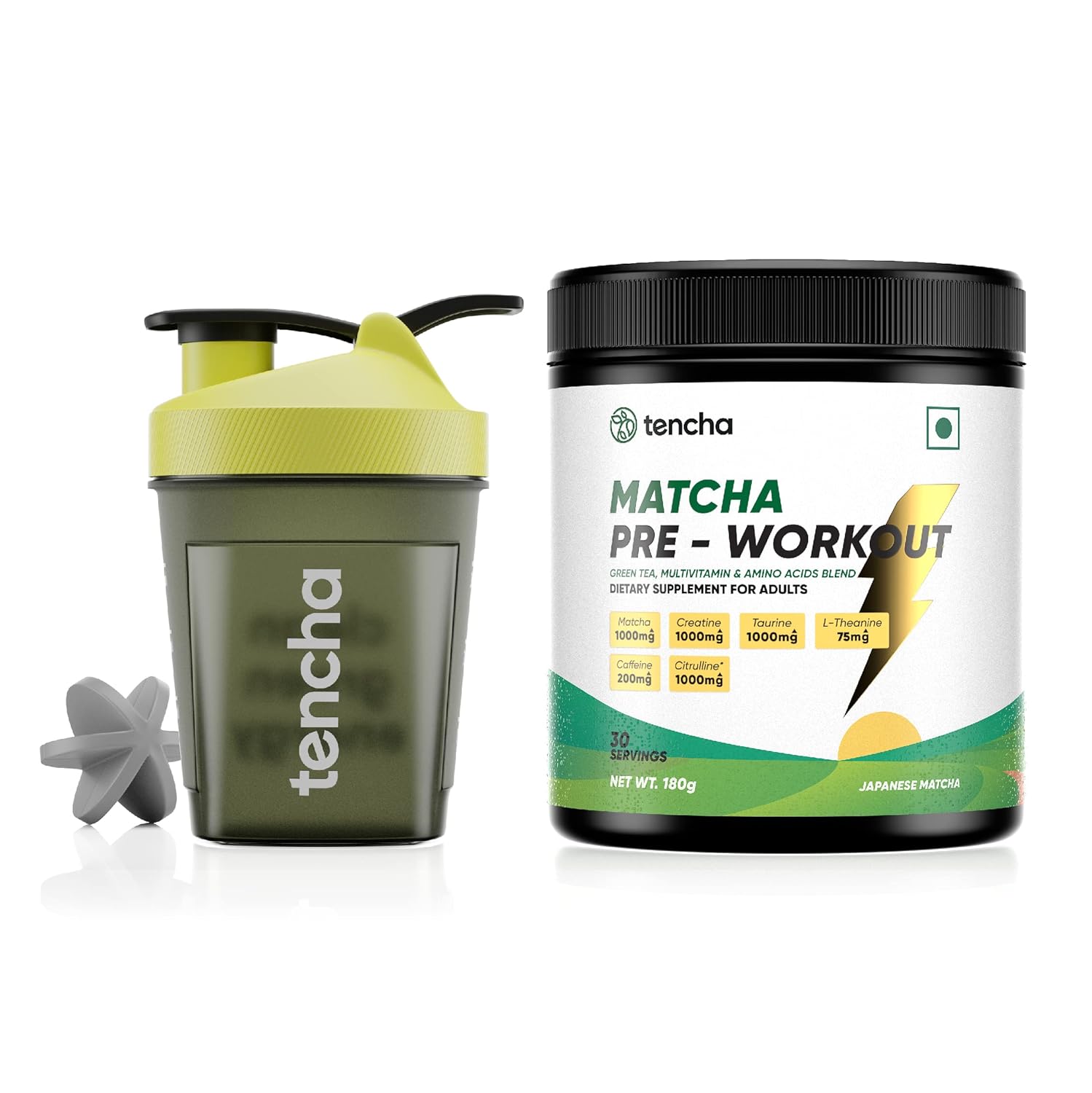 Tencha Matcha Pre Workout + Shaker (30 Servings) Dietary Supplements