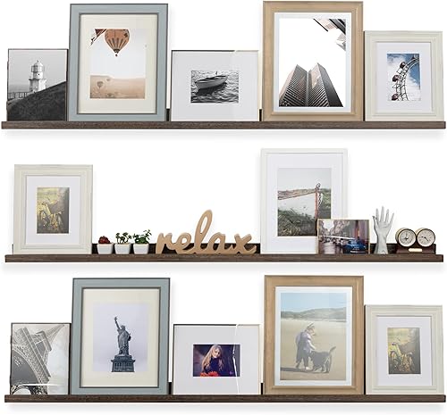 Rustic State Ted - Marco de fotos largo y estrecho para montaje en pared, de 60 pulgadas, estante flotante de madera para sala de estar, oficina,