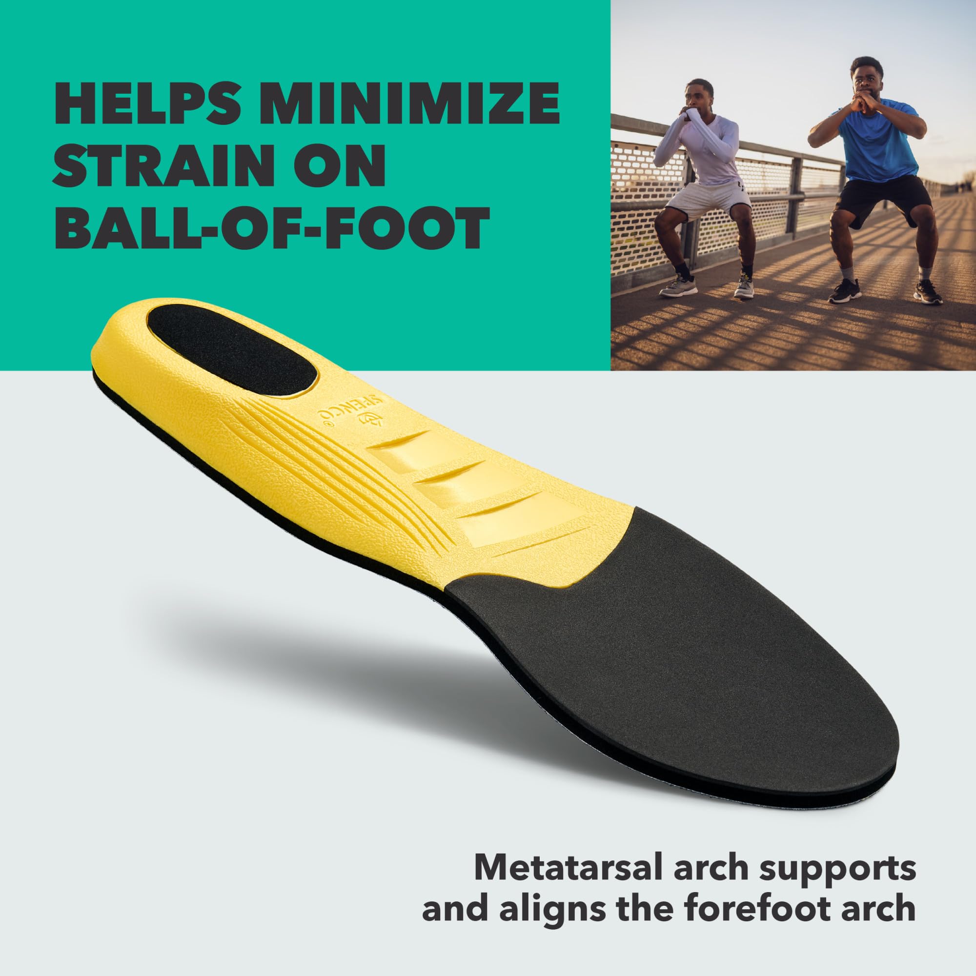 Spenco Polysorb - Plantillas atléticas de entrenamiento cruzado, con soporte de arco, para mujer 9-10.5/hombre 8-9.5