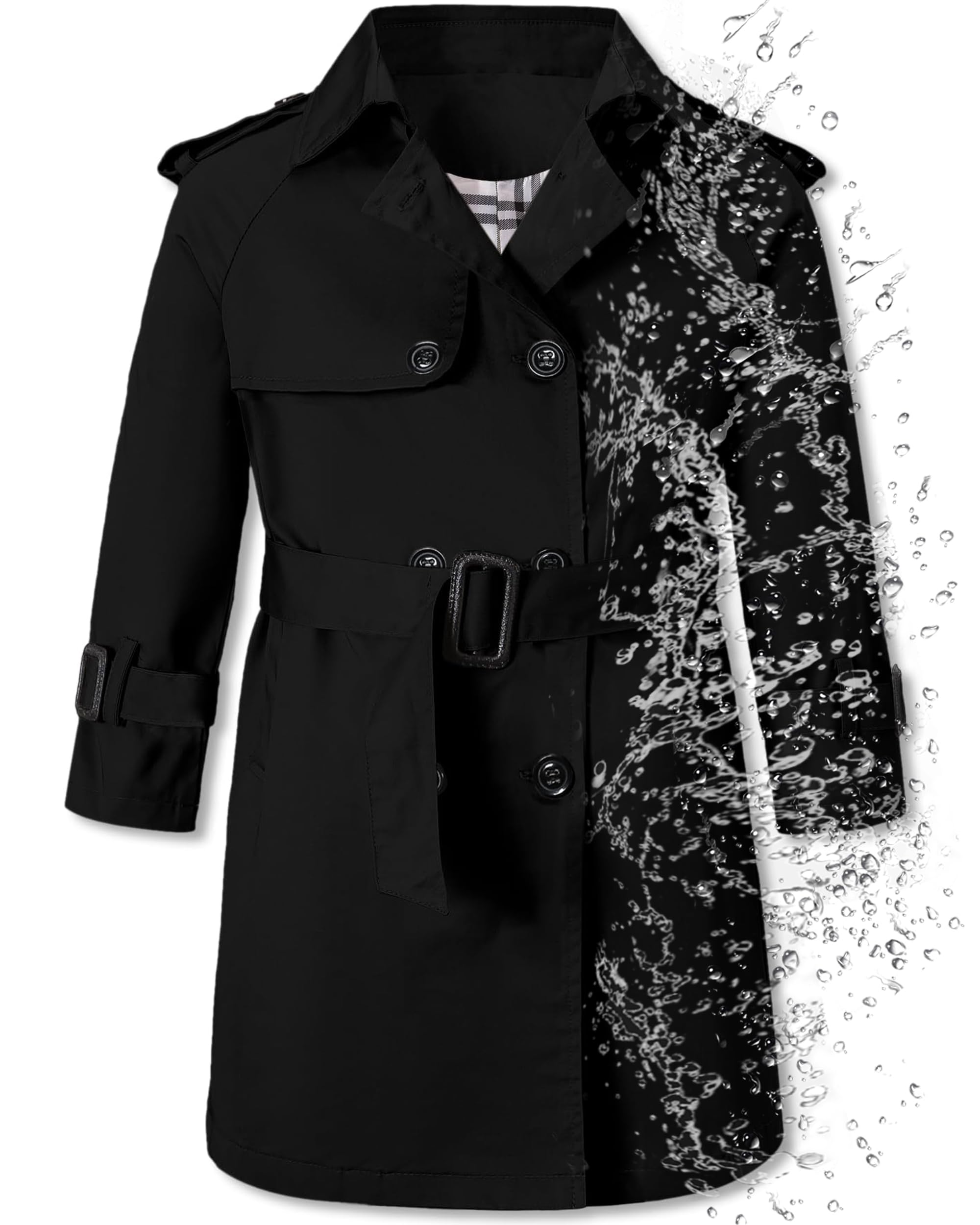 Betusline Boys Waterproof Trench Coat Double Breasted Jacket Dress Coats