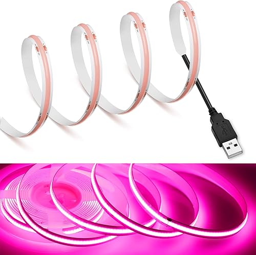 Miniatura 9 de MDee Tira de luces LED COB roja de 13.12 pies alimentada por USB, 5 V, cinta LED flexible con conector USB CRI 90+ 800 LMm 320 LEDsm para decoración