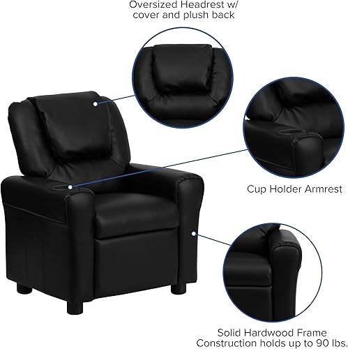 Miniatura 139 de Flash Furniture - Sillón reclinable contemporáneo para niños, color beige vinilo con base para vasos y reposacabezas Vinilo Lavanda,Vinilo