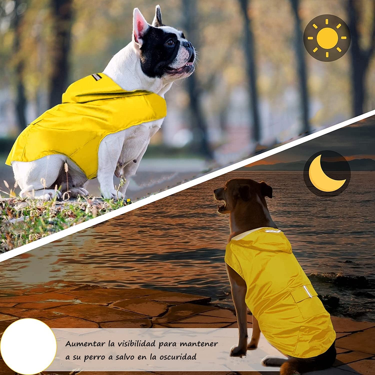 Voarge Impermeabile per cani di medie e grandi dimensioni con cappuccio, poncho riflettente per piccoli cani (4XL, rosso)
