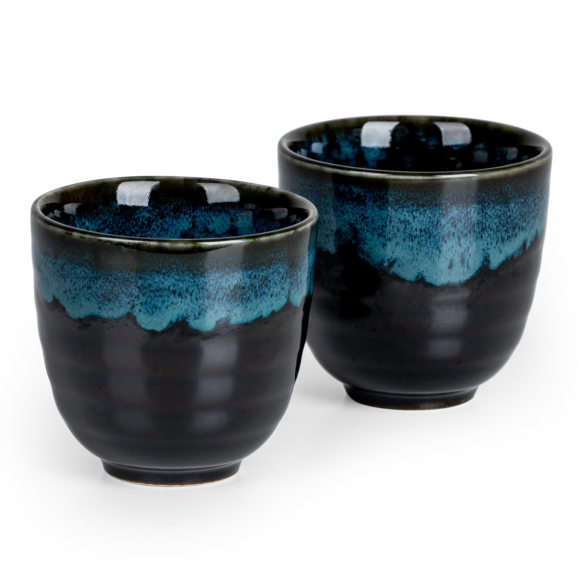 Ceramic Japanese Tea Cups, 5 oz Tea Cup, Asian Teacup, Teacups, Set of 2 (Nebula Blue, 2 pcs)