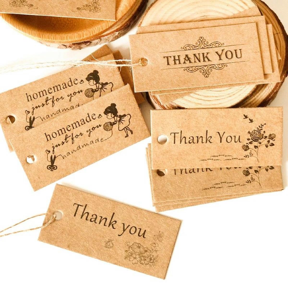 300 Stück Kraft-Geschenkanhänger, handgefertigt, Dankeschön-Hängeanhänger, Hochzeit, Party, Geschenkbox, Verpackung, Etiketten, DIY-Dekoration, Nähen, Kleidungsanhänger, handgefertigt