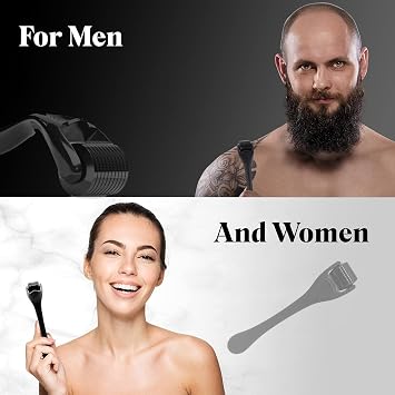 Derma Roller 540 Titanium Microneedes Roller for Scalp & Face, Premium Roller for Beard, Microneedling Derma Stamp 0.25mm (Black)