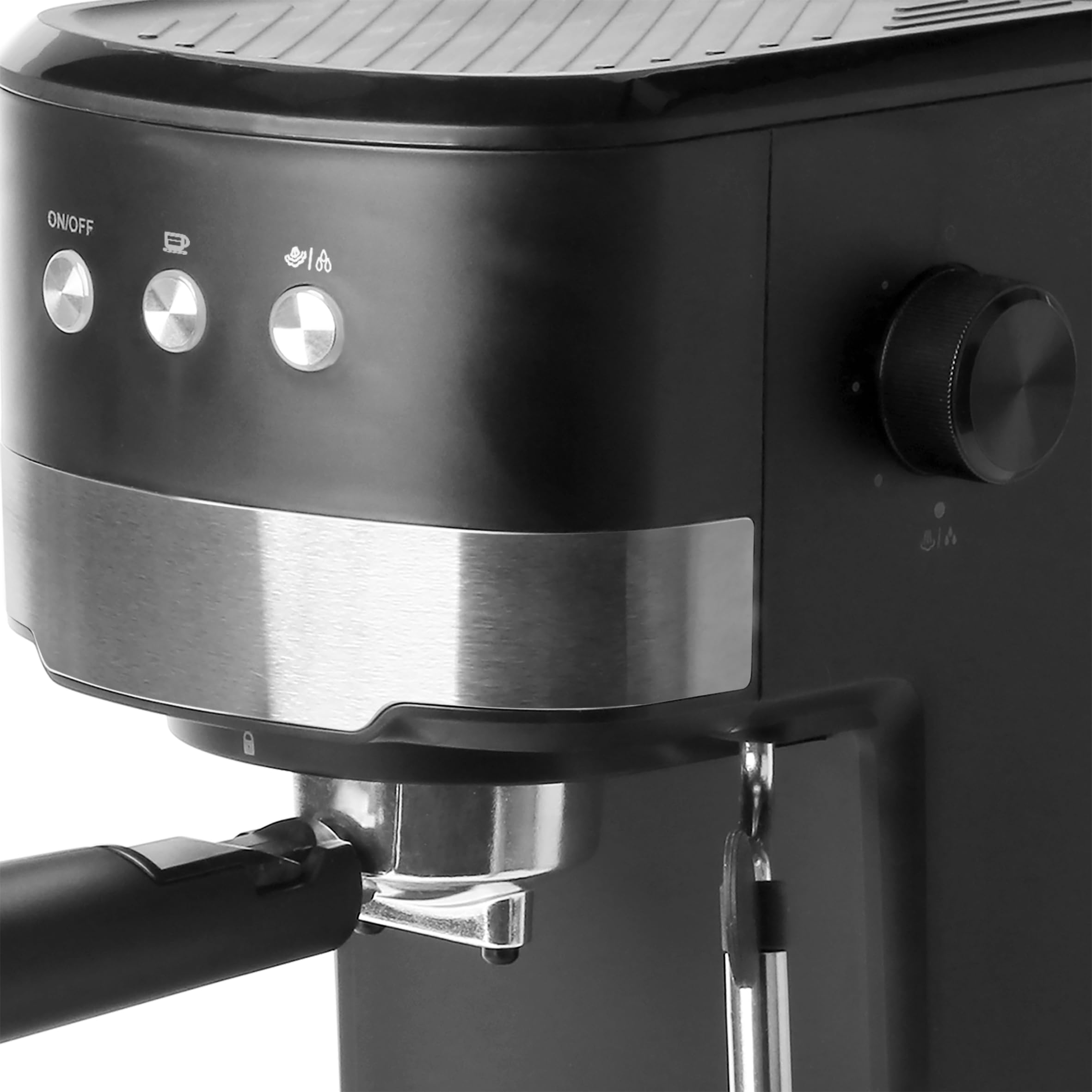 Emerio Espressomaschine STYLE | Siebträger | 15 bar für perfekte Crema | schwenkbare Milchaufschäumer-Düse | 1,25L Wassertank (abnehmbar) | BPA frei | 2in1 Löffel & Bumper | 1100W | ES-131287