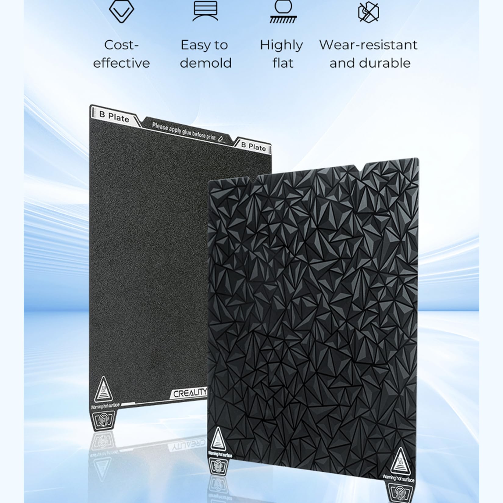 Creality Dual-Sided Printing Platform Kit for K1 Max, 3D Printer Glossy PEO + Coated PEI Double Side Build Plate Print Bed for Ender 3 V3 Plus, K1 Max, Ender 3 Max/Neo, Ender 3 S1 Plus