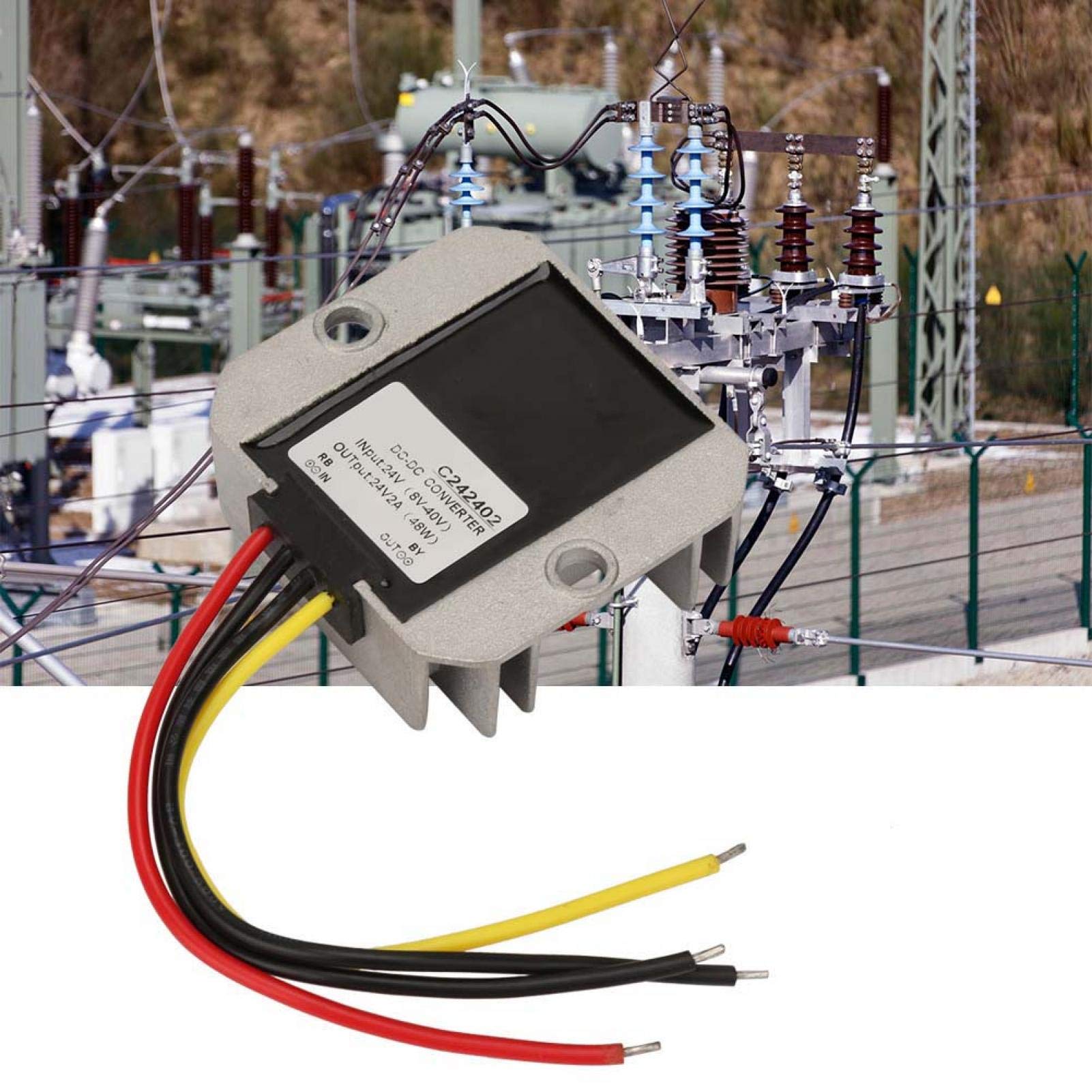 Riduttore di Tensione CC Convertitore Step Up Down 8-40 V a 24 V Boost Modulo Regolatore di Tensione Modulo Trasformatore Impermeabile(2A)