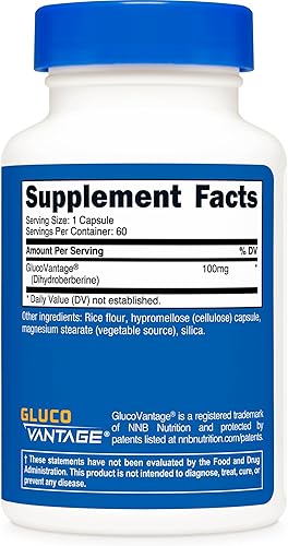 Miniatura 5 de Nutricost Cápsulas de dihidroberberina (100 mg, 60 cápsulas) - Metabolito más biodisponible de berberina