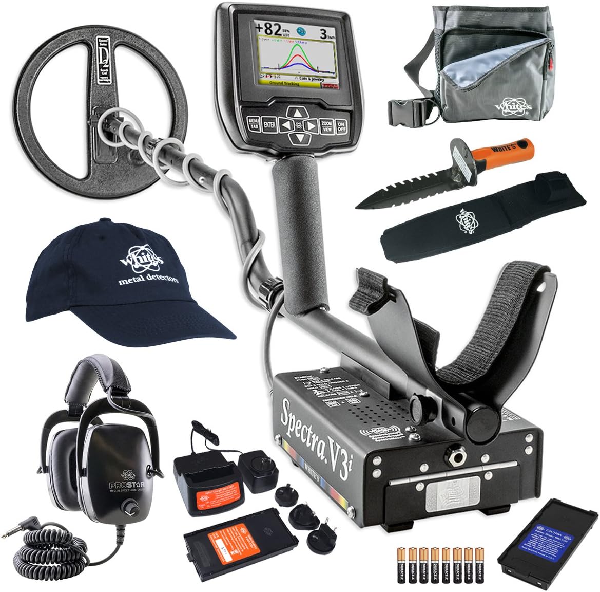 Spectra V3i Whites Metal Detector Geared UP Bundle