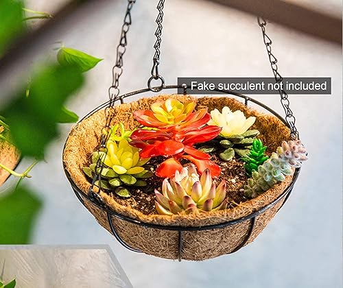 Miniatura 5 de Tosnail Paquete de 3 macetas colgantes de metal de 10 pulgadas canastas para plantas con forros de fibra de coco