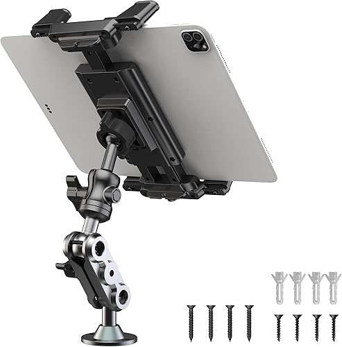 Miniatura 1 de Soporte de aluminio resistente para tableta, soporte para tableta, soporte de montaje en automóvil, soporte ajustable de 2 etapas de 360 para iPad