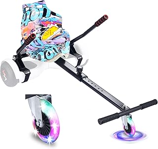 WEELMOTION Hoverboard Go Kart Attachment with Shining Wheel Adjustable Hoverboard Seat Attachment Hoverboard Kart Attachment for Most 6.5" 8" 10" Two Wheel Self Balancing Scooter