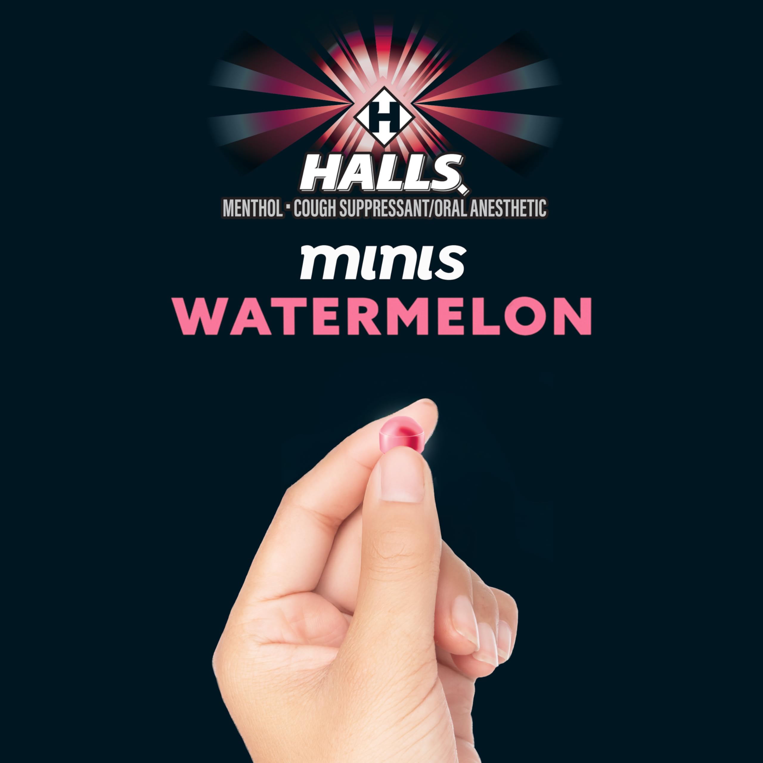 Halls Minis Watermelon Flavor Sugar Free Cough Drops, 48 Drops