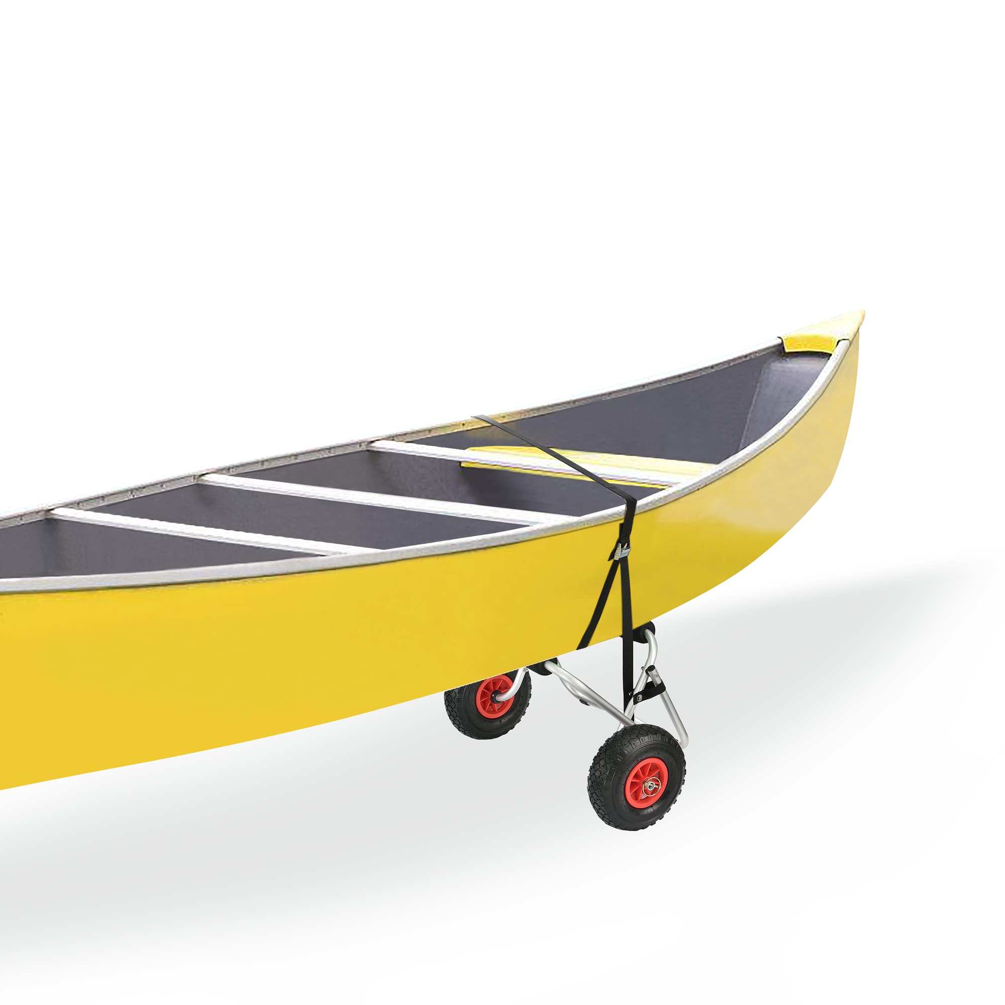in.tec Carrello Pieghevole per Trasporto Kayak Canoa Rimorchio in Alluminio a 2 Ruote Pneumatiche Supporto e Cinghia Regolabili Carico Massimo 70 kg