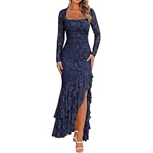 BORIFLORS Womens Elegant Fall Wedding Guest Long Sleeve Maxi Dress