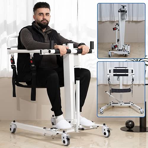 Electric Patient Lift Transfer Chair, Foldable Wheelchair Patient Lift for