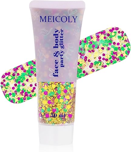 Miniatura 117 de MEICOLY Purpurina para cabello infantil, maquillaje de Halloween con purpurina brillante, lentejuelas de sirena para rostro y cuerpo, purpurina
