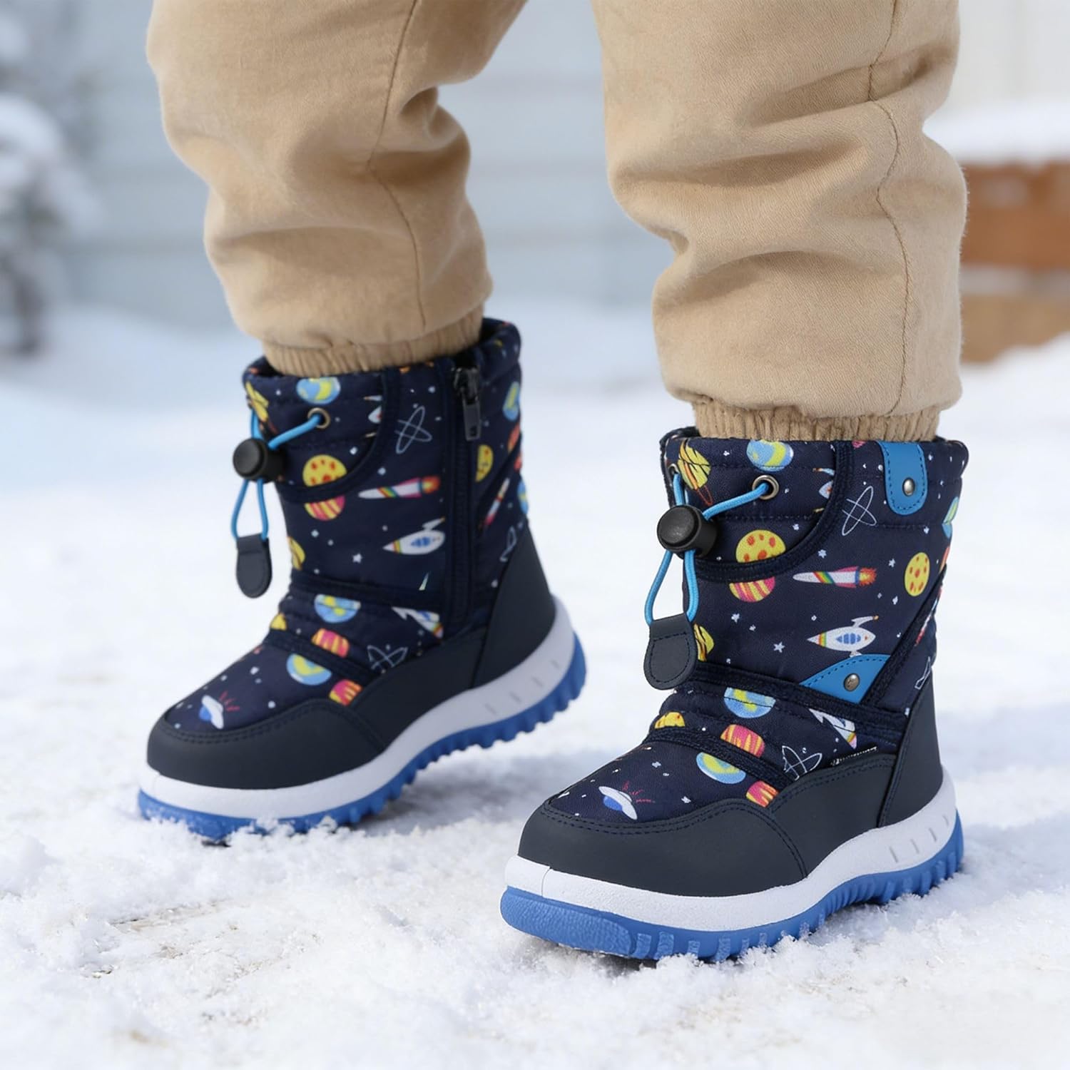 CIOR Winter Snow Boots for Boy and Girl Outdoor Waterproof with Fur Lined(Toddler/Little Kids)