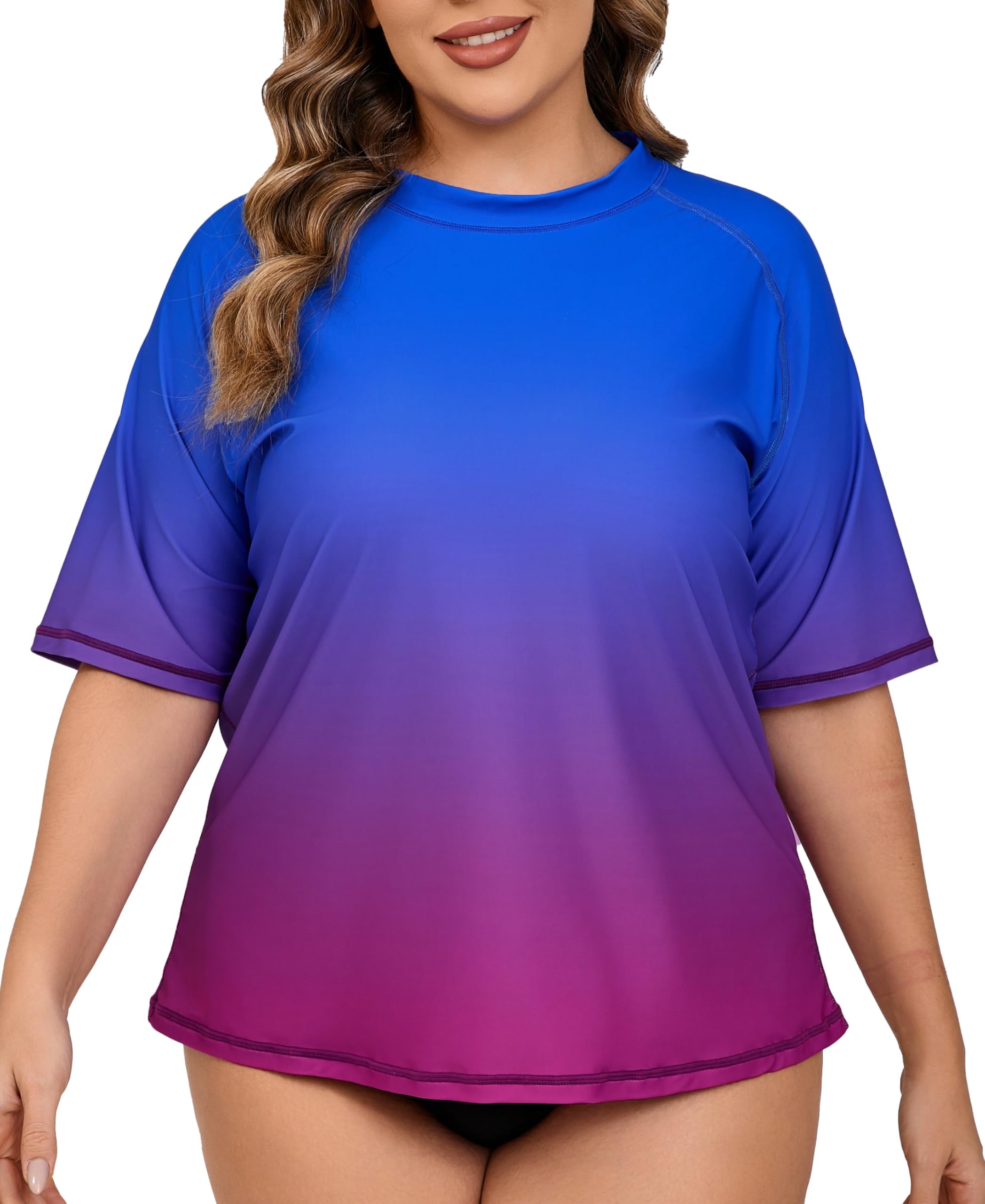 Halcurt Rash Guard - Maglietta da donna con protezione UV, a maniche corte, UPF 50+, protezione UV, ad asciugatura rapida, 1X-4X