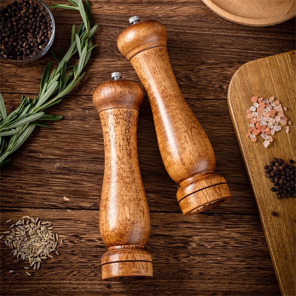 8-inch Oak Pepper Grinder Household Grinding Bottle Black Pepper Sea Salt Grinder Seasoning Bottle Set