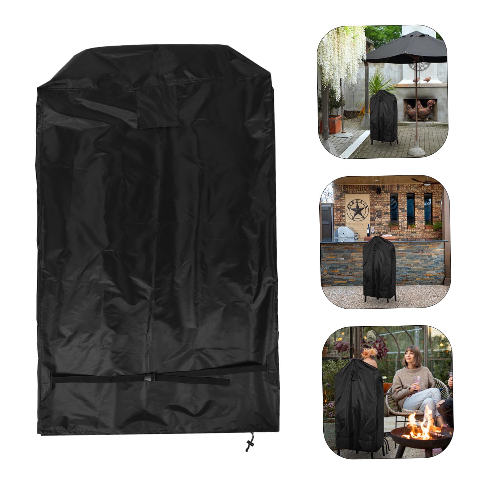 Copertura per Stufa Esterno Chiminea 56x37x26 Pollici in Oxford Nero | Resistente alle Intemperie, Traspirante e Leggera, Installazione Semplice per Giardino e Uso Tutto L’anno