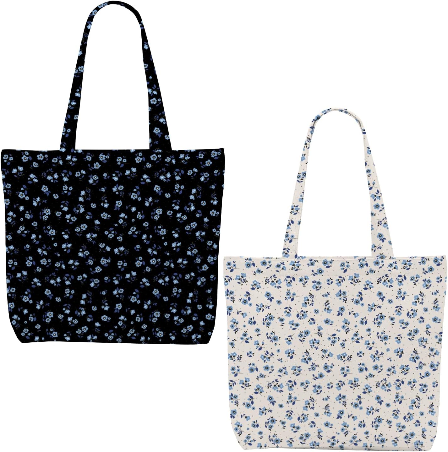 Decohim Multiple Packs Floral Japanese Print Canvas Tote Bag Reusable Grocery Bags Gifts for Women Girls Birthday Christmas