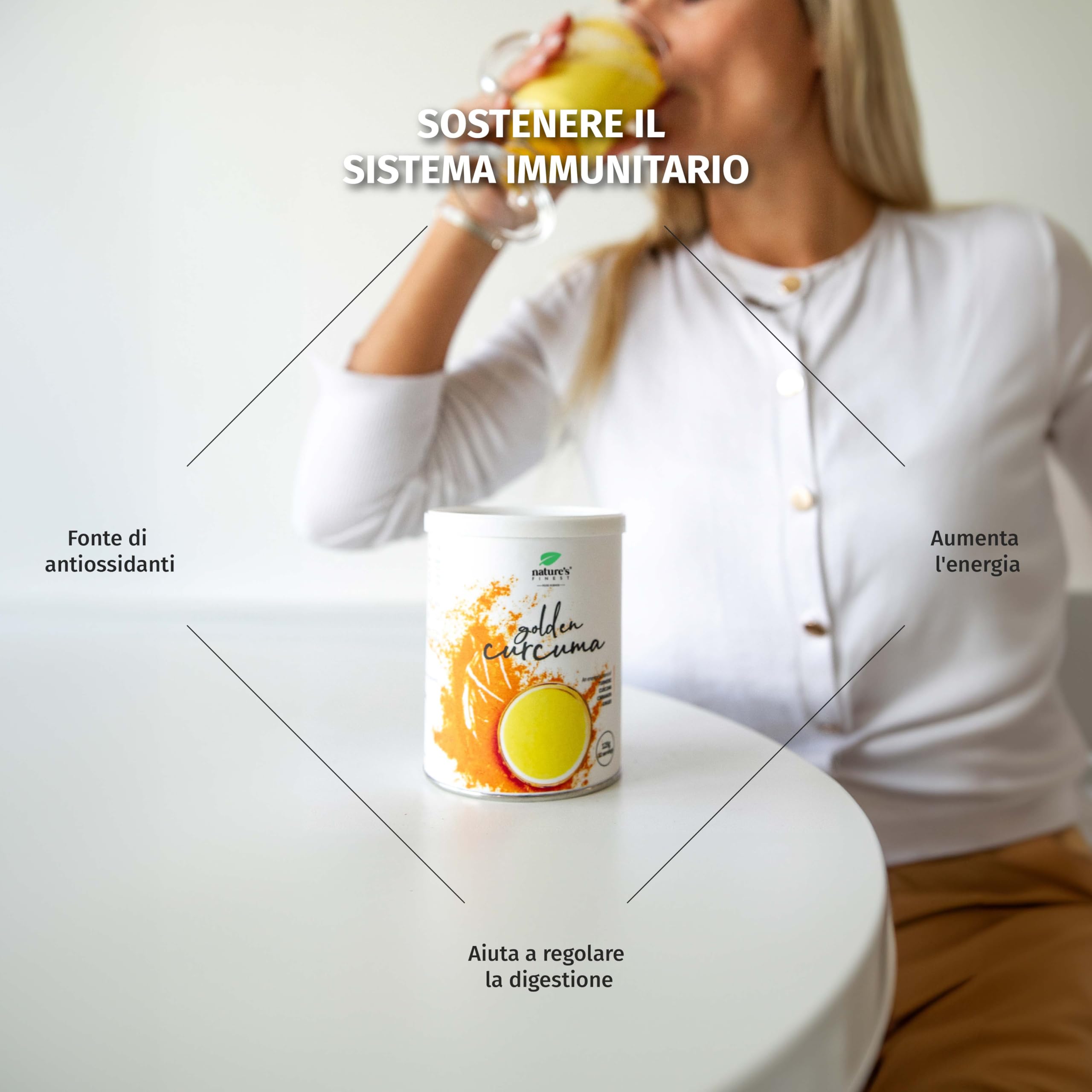 Nature's Finest Golden Curcuma Latte 125 g (Confezione da 3) | Miscela Istantanea per Bevanda al Latte - Pronta in un Minuto - Biologico - Vegano - Senza Lattosio