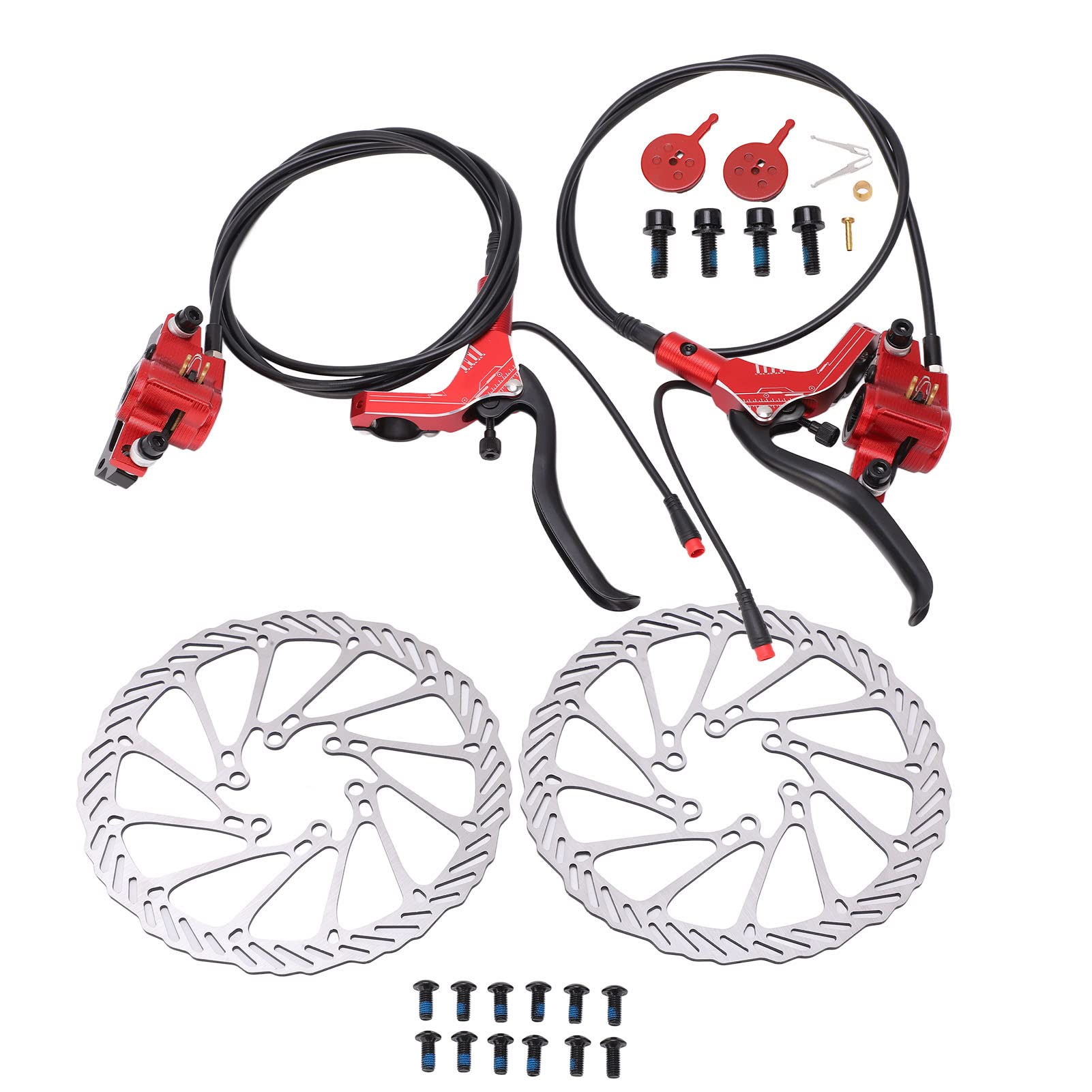 Generic Set Freno a Disco Idraulico per Mountain Bike Kit di Interruzione dell'alimentazione Anteriore Posteriore Sensibile, Gruppo Freno Ad Alte Prestazioni per Ciclisti Elettrici, Materiale in