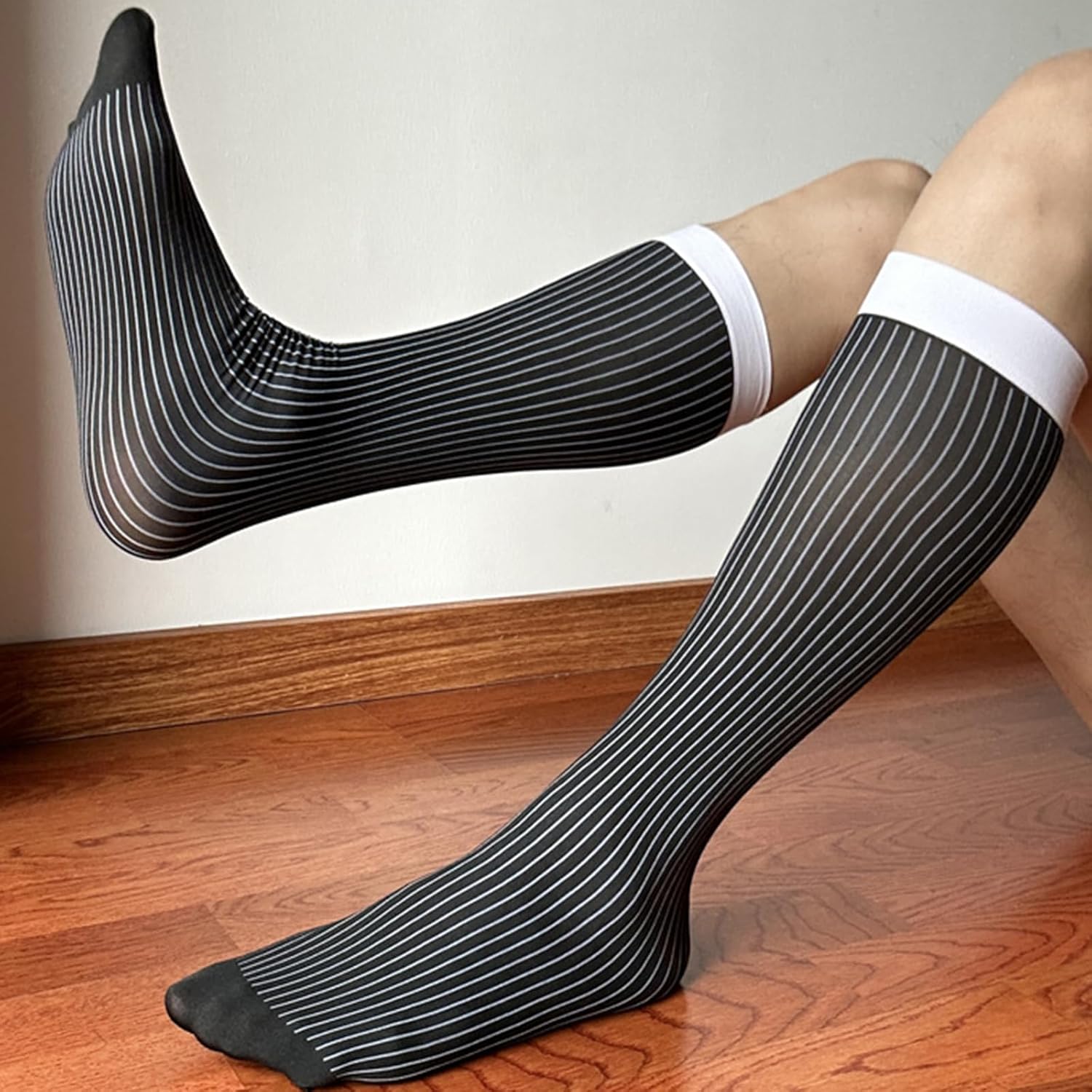 Cityelf 5 Pack Men Silky Socks Sheer Men Dress Socks Ultra Thin Nylon Sox Summer Cool Crew Socks - Image 7