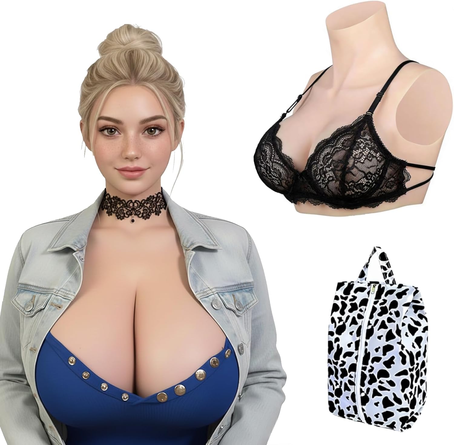 Realistic Silicone Breastplate with Liquid Silicone Filling, Professional Breast Forms for Crossdresser & Cosplay