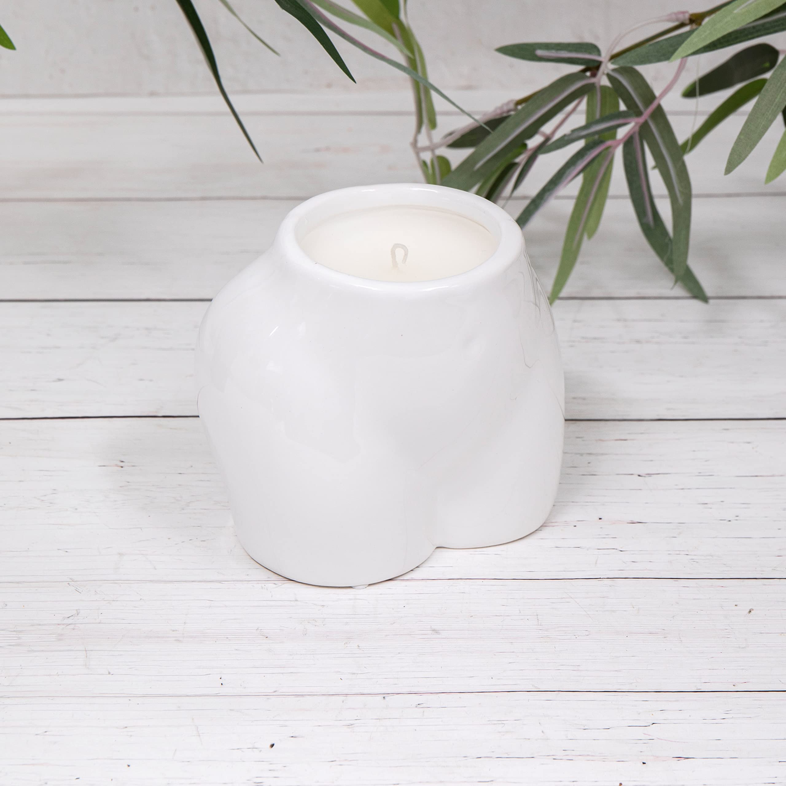 White Ceramic Bum Booty Candle Pot