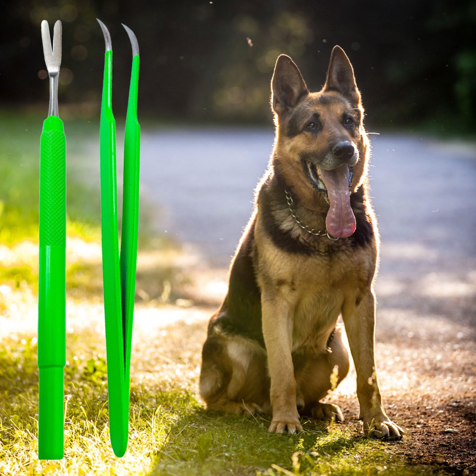 Muloo Metal Dog Fleas Removal Tool with Curved Head Dog Cats Ticks Remover Tweezers Clip Set Pet Grooming Supplies