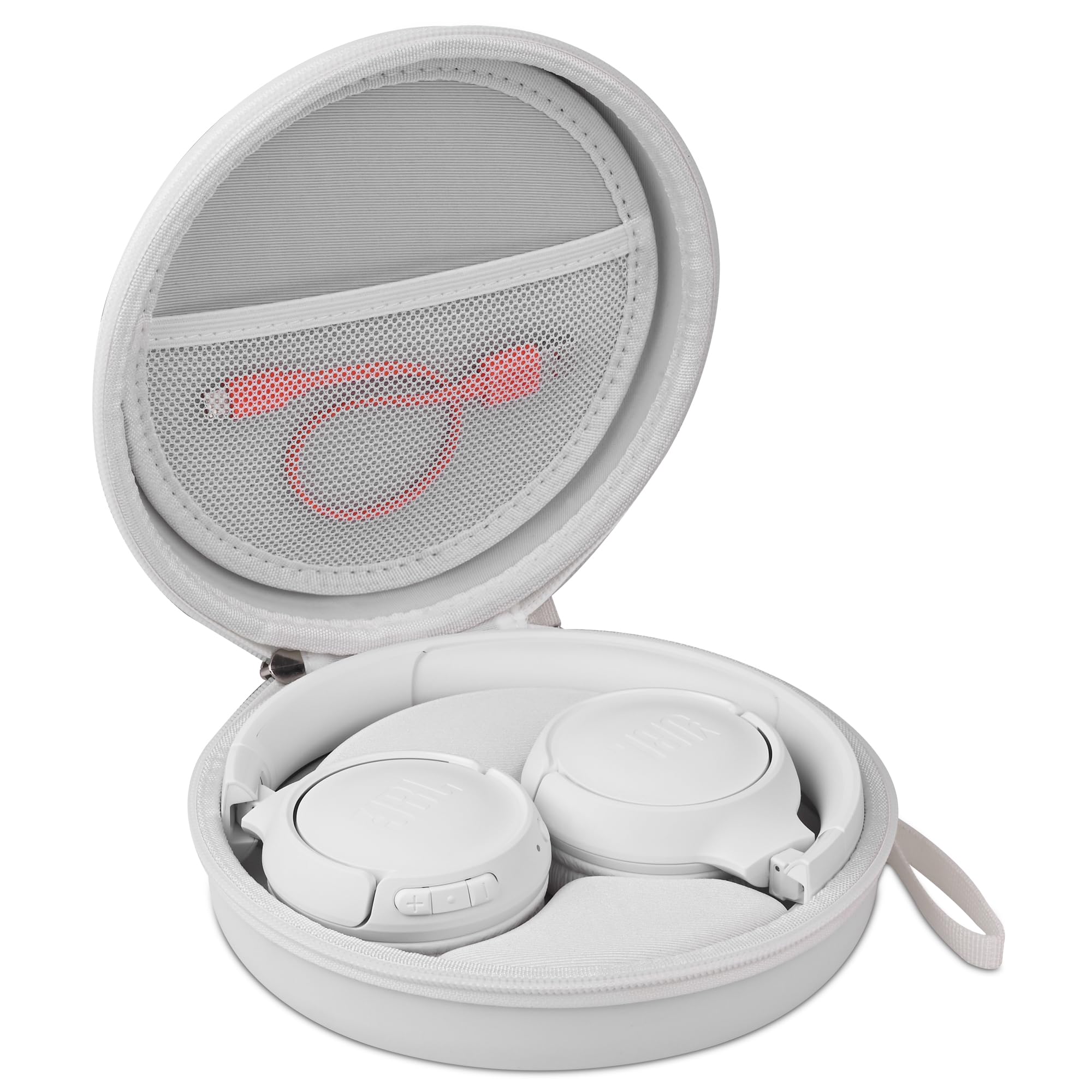 STUKCAZE Headphone Case for JBL Tune 510BT 520BT, Hard Portable Headphone Carrying Case, Over Ear Headphone Storage Protective Case (White)