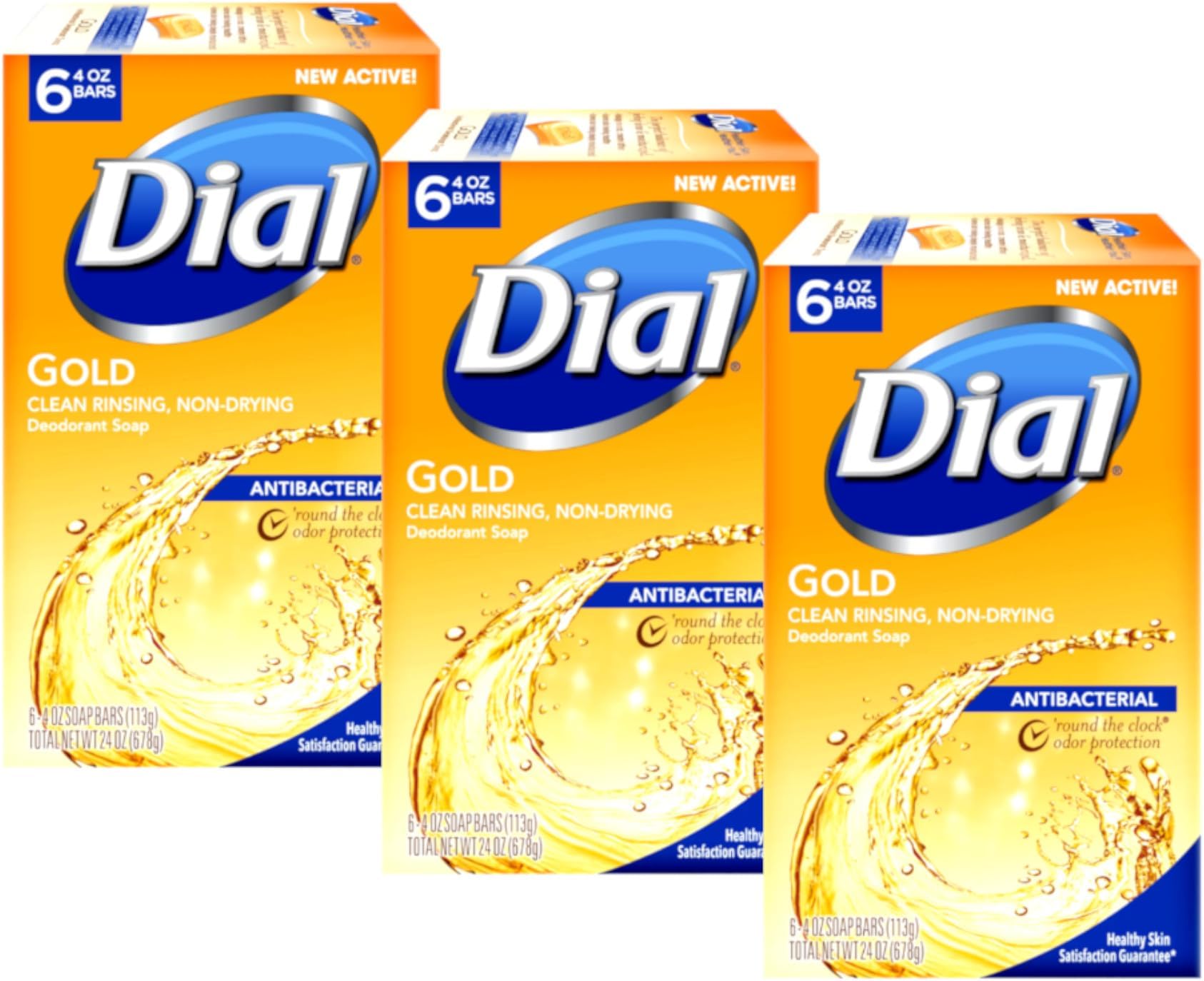 DialGold Deodorant Soap, 6 ct, 4 oz Each (Pack of 3)