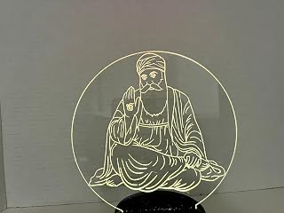 3D Illusion Night Light Multicolor Touch Switch Remote Operated Religious Idols and Emblem (Made in Canada) (GURU NANAK ROUND)