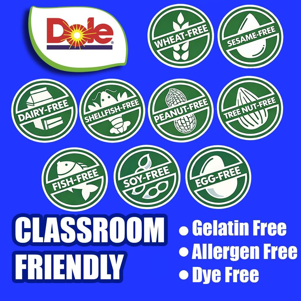 Dole Fruit Snacks, Tropical Flavors - Individually Wrapped Pouches - Classroom-Friendly, Top 9 Allergen Free, No Artificial Dyes, Natural Fruit Purée - 5 Boxes, 120 Total Pouches