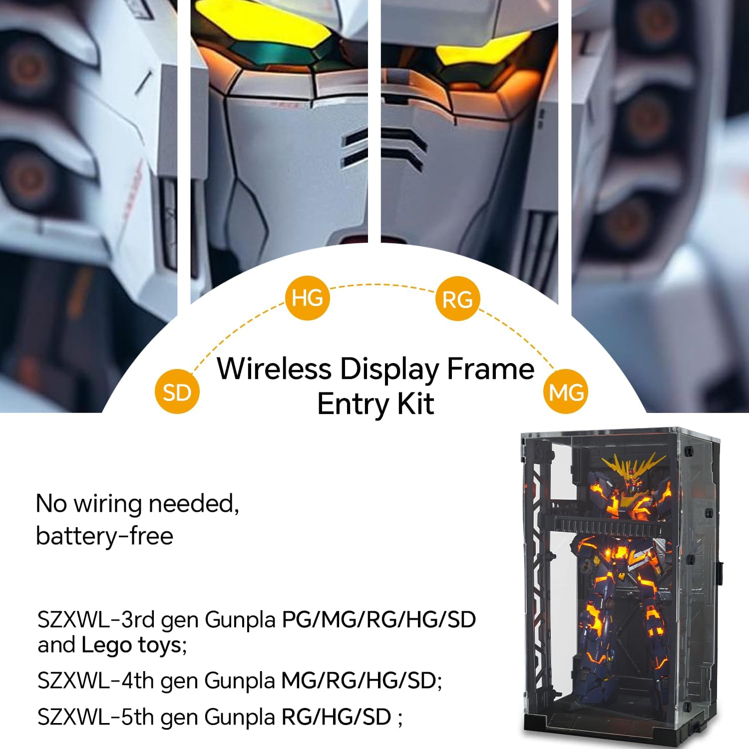 5th gen & Dust Proof Wireless Led Light Units for Gundam RG Model, LED Lighting Kit for Gunplas RG HG MGSD Q Kits, Magnetic Induction LED Lights (SZXWL-5th & Dust Proof)