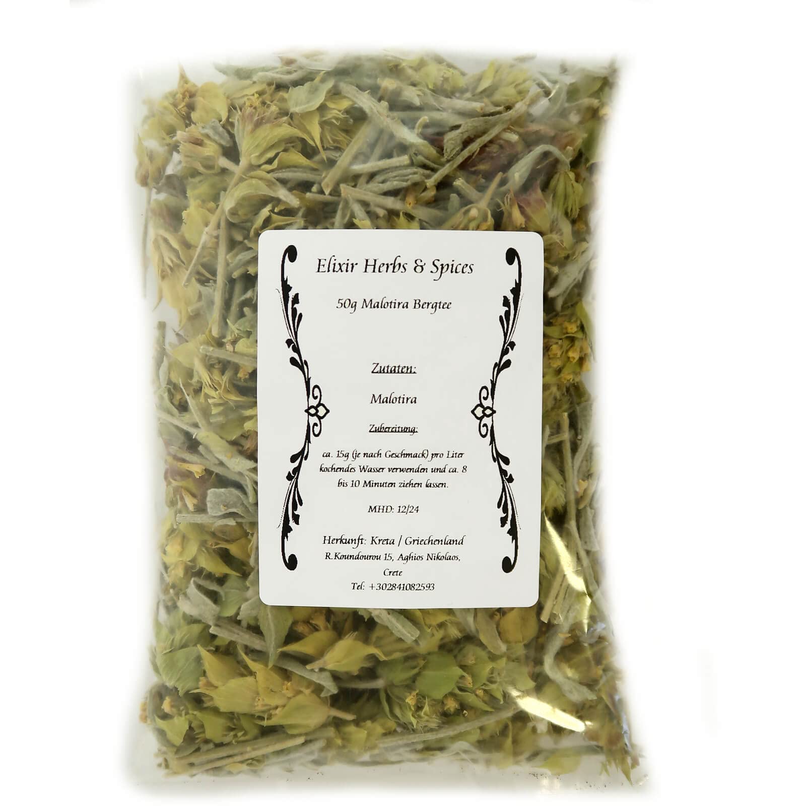 Elixir 50g griechischer Bergtee Malotira milder Geschmack ätherische Öle Tee aus Kreta (50g Malotira Bergtee #1