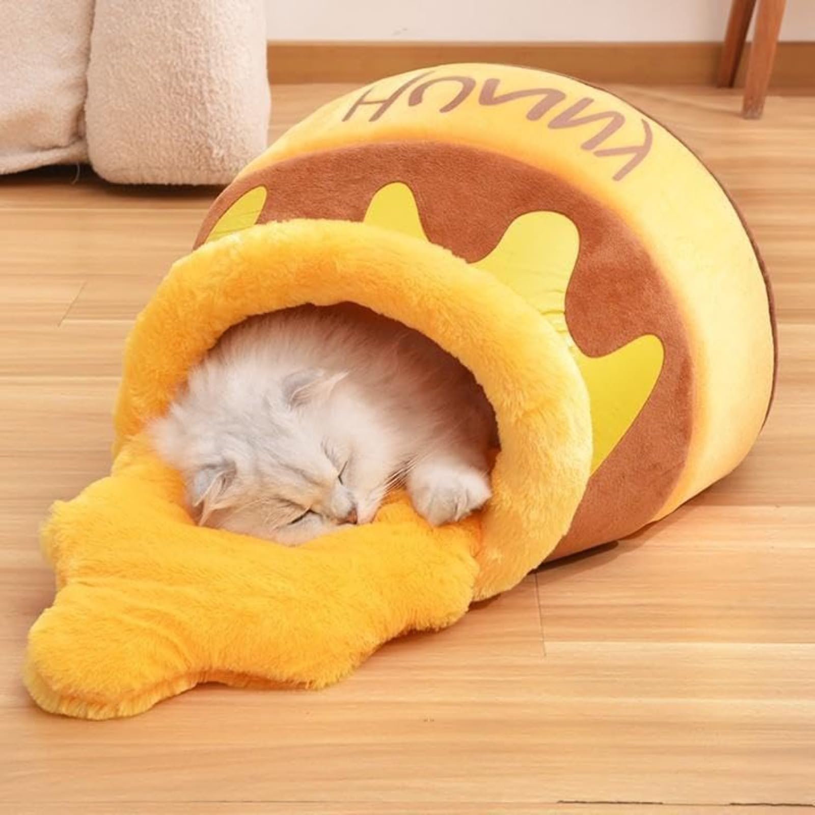 Amazon | 猫ハウス こぼれハチミツ壺 猫用ベッド ふわふわ 8kg以内 猫