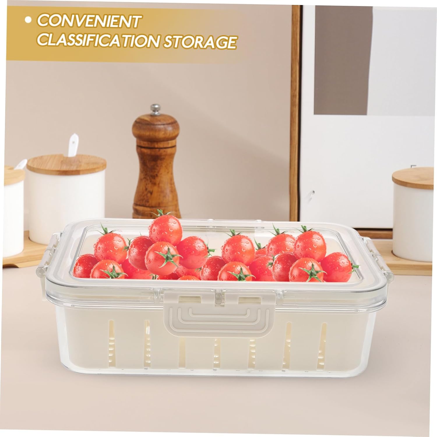 Zerodeko Refrigerator Storage Box Fresh Preservation Container for Vegetables Fruits Meat with Drain Feature Fridge Organizer for Efficient Food Storage