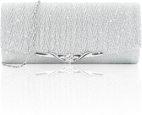 Bolso De Fiesta Bolso Clutch Brillante Con Cadena Purpurina