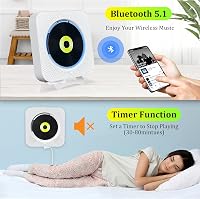 KOVCDVI CD Lejátszó Bluetooth Hangszóróval Fali Szereléshez FM Rádió USB TF Kártya AUX LCD Kijelző Távirányító 5