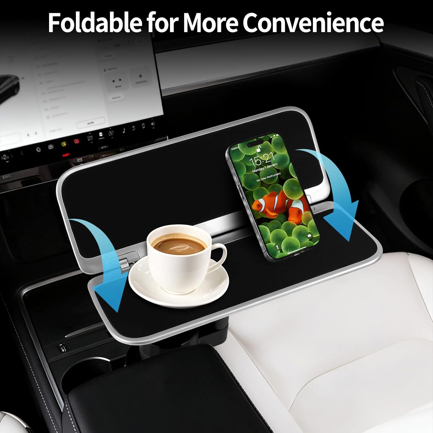 360° Car Desk for Laptop & Food, Folding Rotating Car Tray, Car Table Car Laptop Mount for Women & Men, Car Accessories Compatible with Tesla Model Y/3/S, Ford F150 & Most Vehicles
