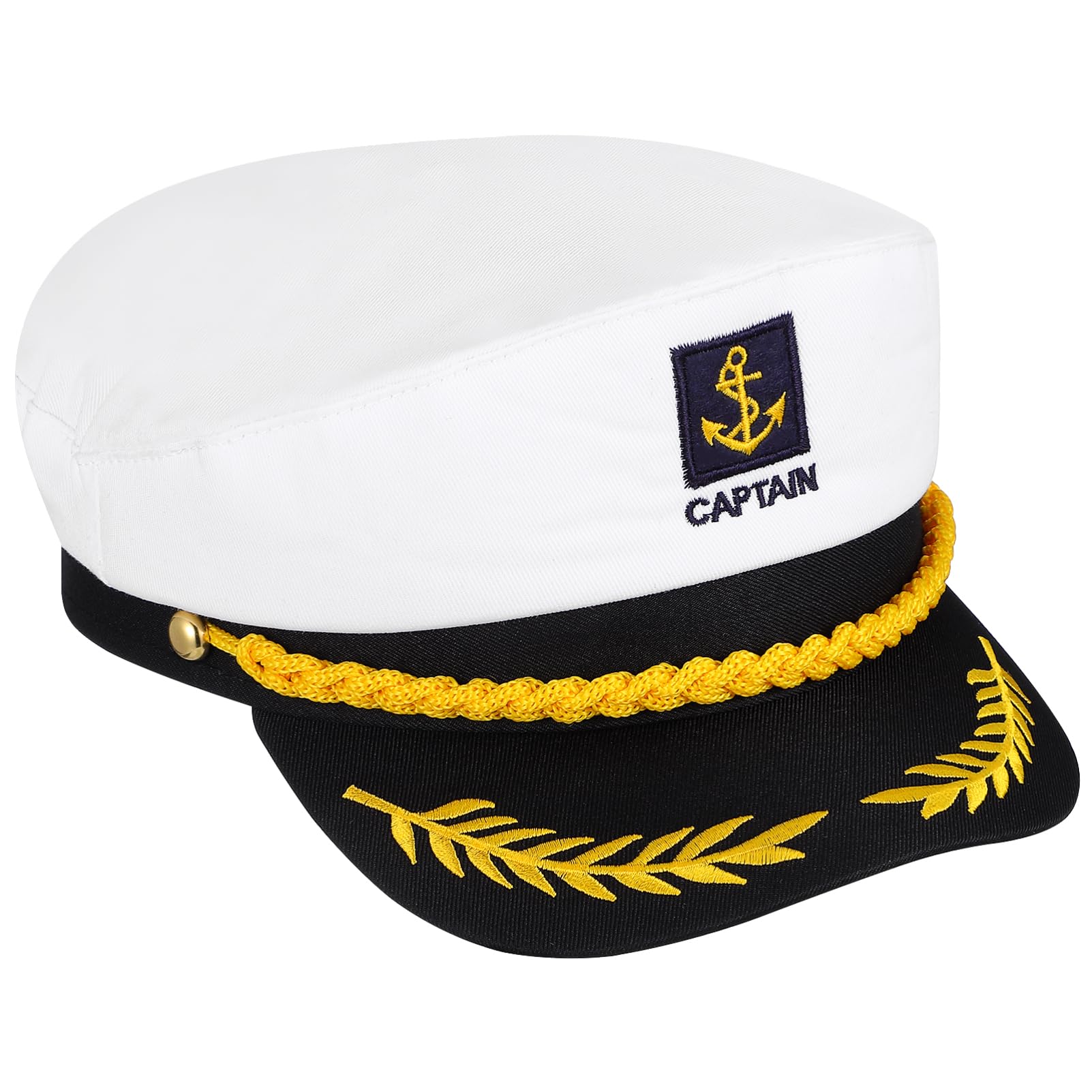 SHINEOFI Sailor Hat for Men Yacht Boat Captain Hat Costume Marine Admiral Adjustable Ship Cap Funny Halloween Party Cospaly Accessory